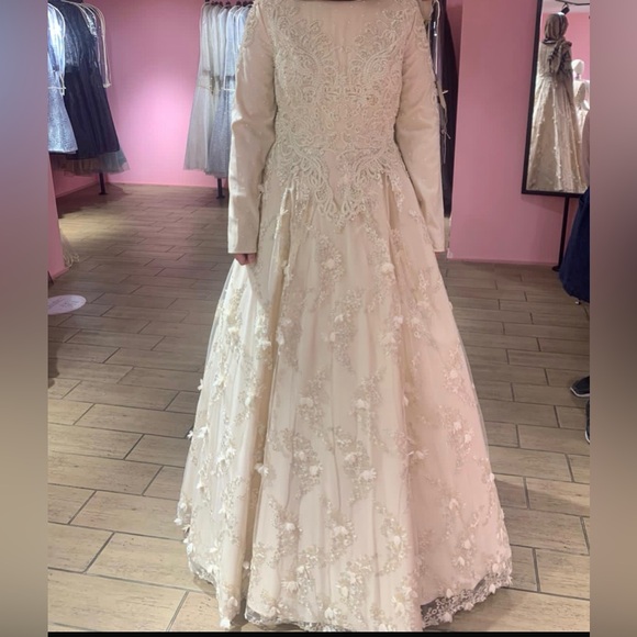 Champagne colored evening gown